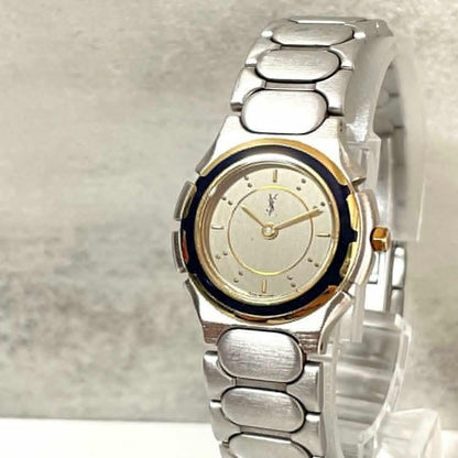 Saint Laurent Quartz Watch Wristwatch YSL Cassandra Black Gold Women's Auth