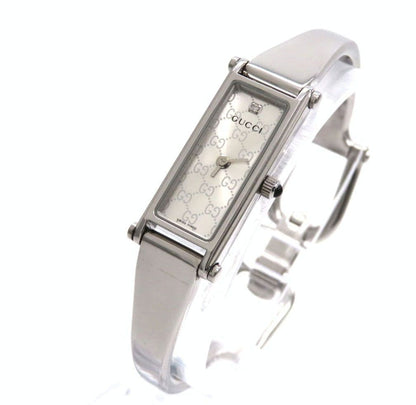 GUCCI 1500L Quartz Watch Wristwatch GG Silver Women's Authentic
