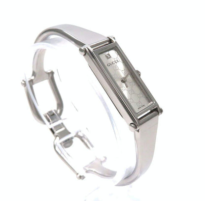 GUCCI 1500L Quartz Watch Wristwatch GG Silver Women's Authentic