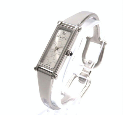 GUCCI 1500L Quartz Watch Wristwatch GG Silver Women's Authentic