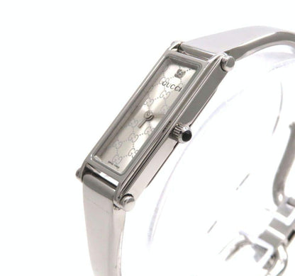 GUCCI 1500L Quartz Watch Wristwatch GG Silver Women's Authentic