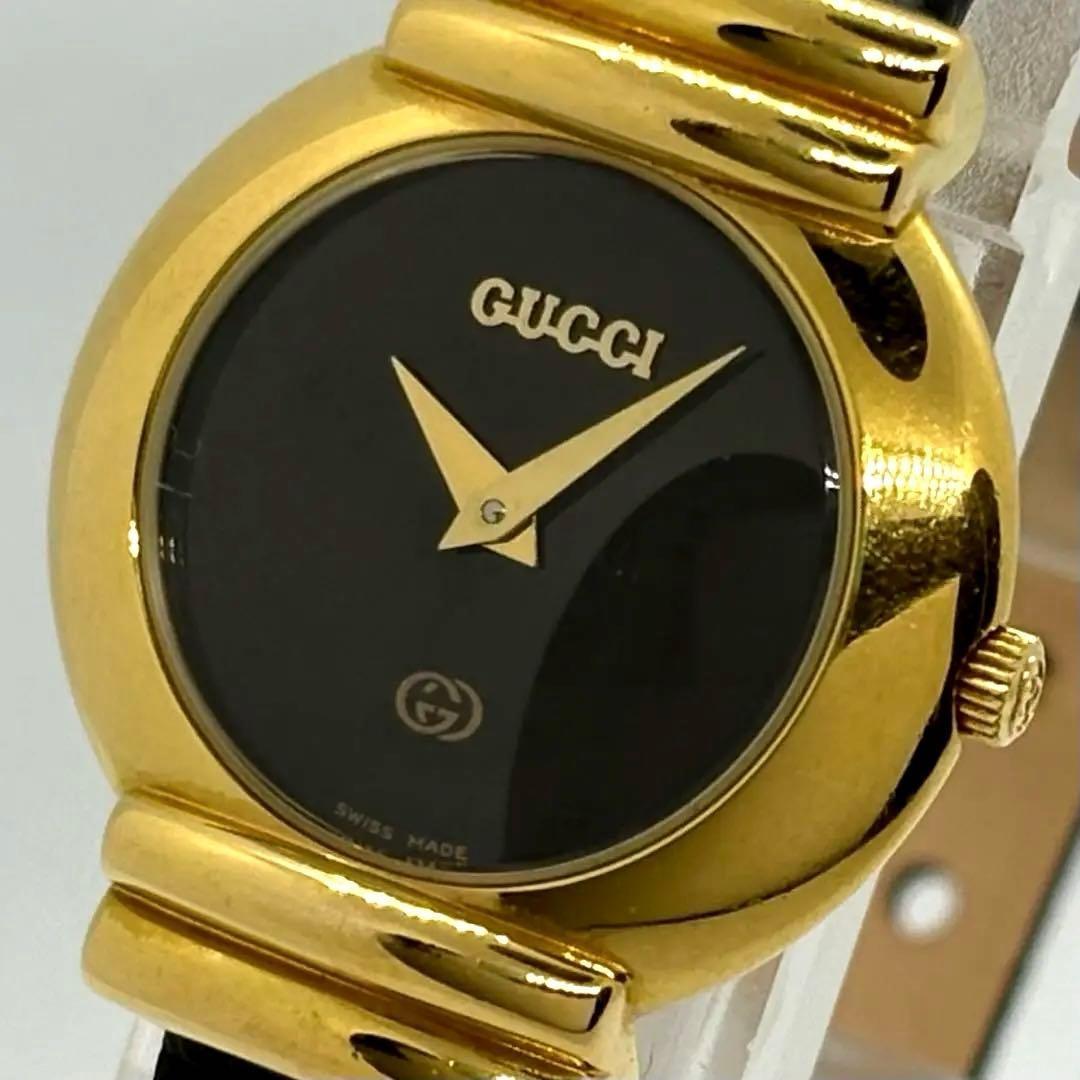 GUCCI 5300L Quartz Watch Wristwatch Gold Black Women's Authentic
