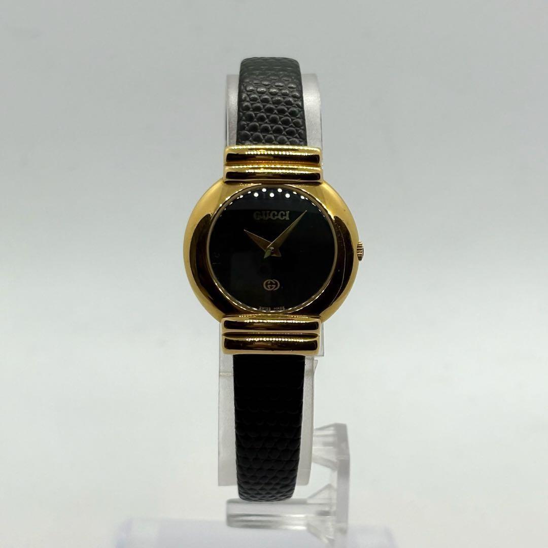 GUCCI 5300L Quartz Watch Wristwatch Gold Black Women's Authentic