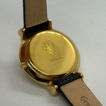 GUCCI 5300L Quartz Watch Wristwatch Gold Black Women's Authentic