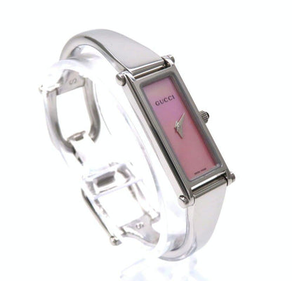 GUCCI 1500L Quartz Watch Wristwatch Pink Silver Women's Authentic
