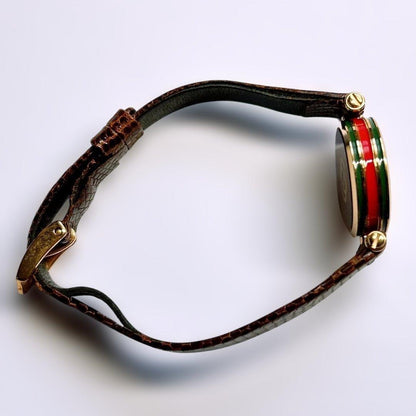 GUCCI Quartz Watch Wristwatch White Brown Women's Authentic