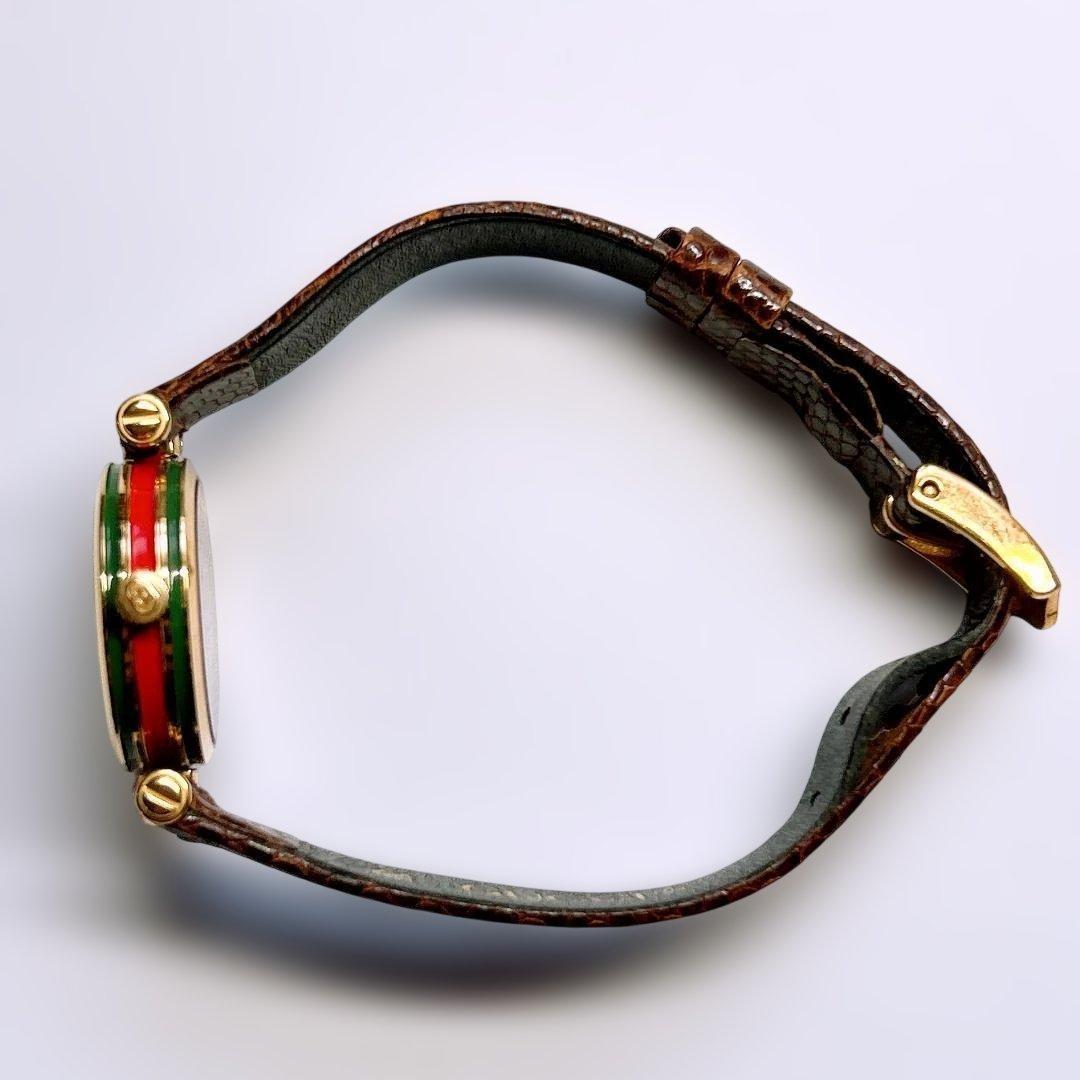 GUCCI Quartz Watch Wristwatch White Brown Women's Authentic