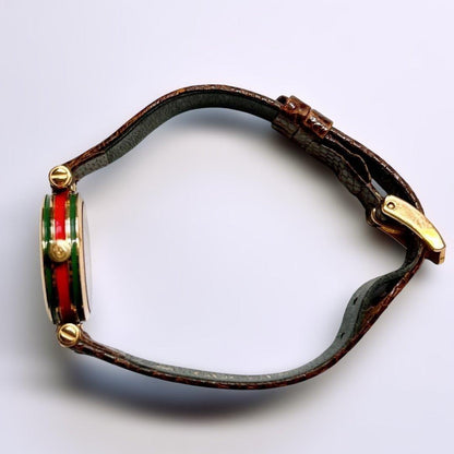 GUCCI Quartz Watch Wristwatch White Brown Women's Authentic