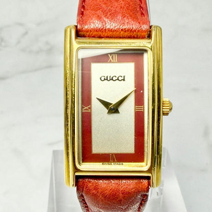 GUCCI 2600L Quartz Watch Wristwatch Gold Red Women's Authentic