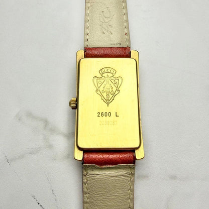 GUCCI 2600L Quartz Watch Wristwatch Gold Red Women's Authentic