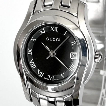 GUCCI 5500L Quartz Watch Wristwatch Silver Black Women's Authentic
