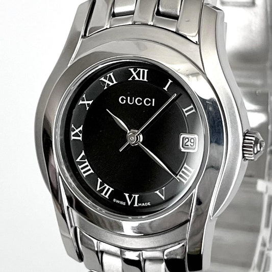 GUCCI 5500L Quartz Watch Wristwatch Silver Black Women's Authentic