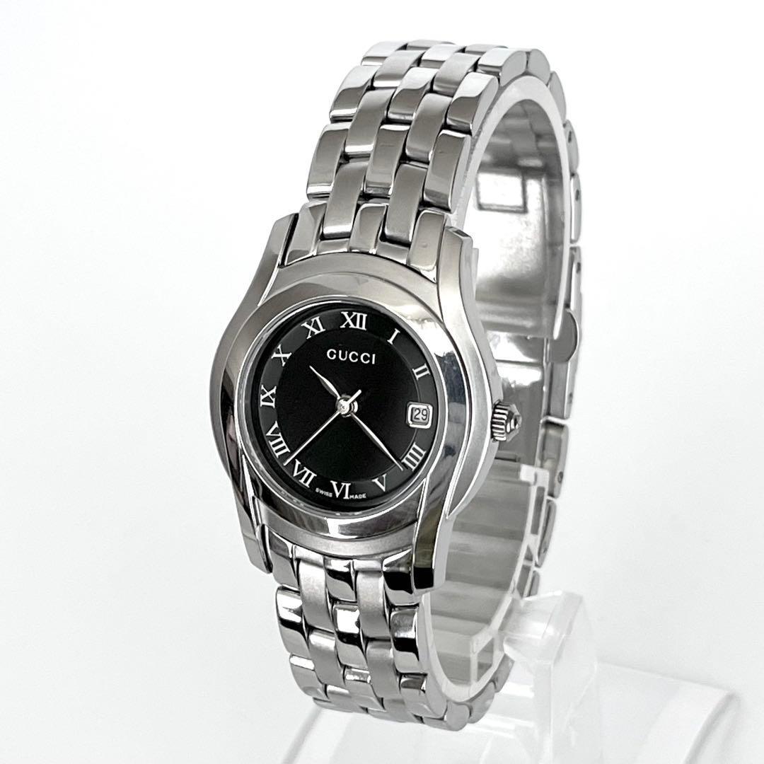 GUCCI 5500L Quartz Watch Wristwatch Silver Black Women's Authentic