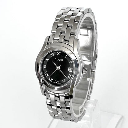 GUCCI 5500L Quartz Watch Wristwatch Silver Black Women's Authentic