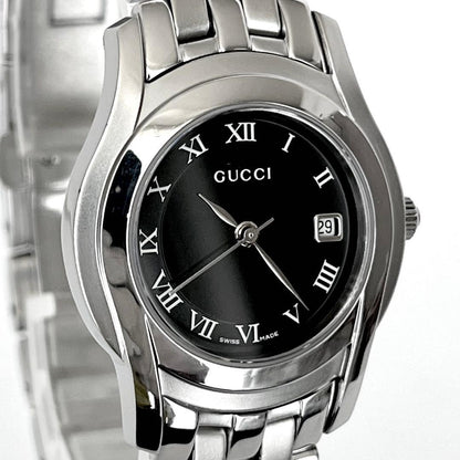 GUCCI 5500L Quartz Watch Wristwatch Silver Black Women's Authentic