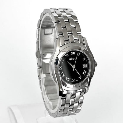 GUCCI 5500L Quartz Watch Wristwatch Silver Black Women's Authentic