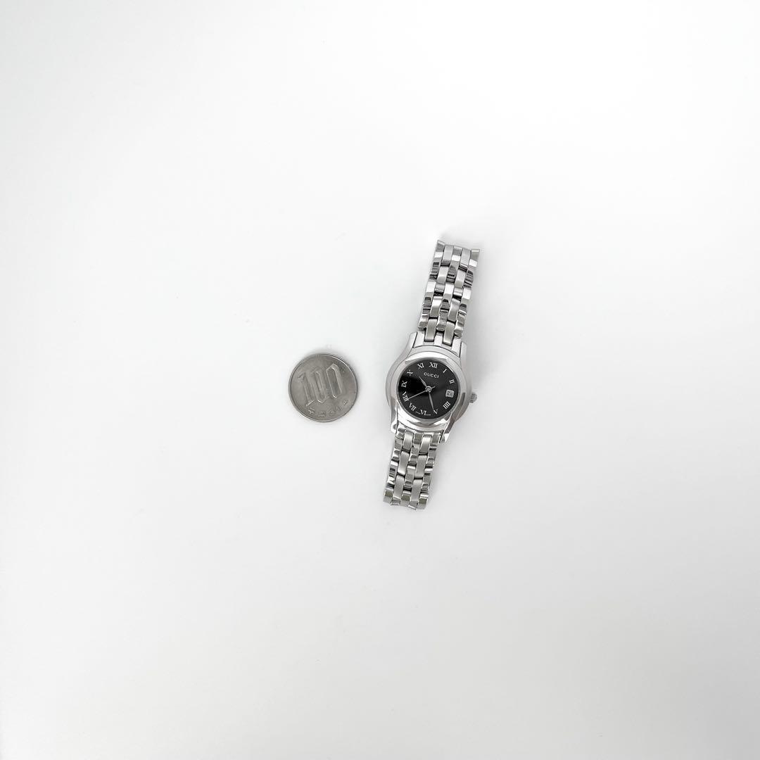 GUCCI 5500L Quartz Watch Wristwatch Silver Black Women's Authentic