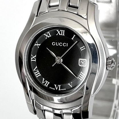 GUCCI 5500L Quartz Watch Wristwatch Silver Black Women's Authentic
