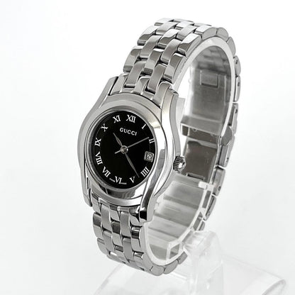 GUCCI 5500L Quartz Watch Wristwatch Silver Black Women's Authentic