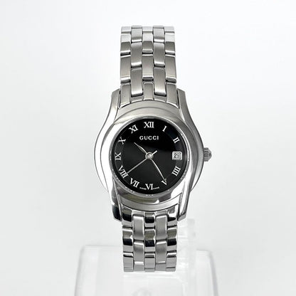 GUCCI 5500L Quartz Watch Wristwatch Silver Black Women's Authentic