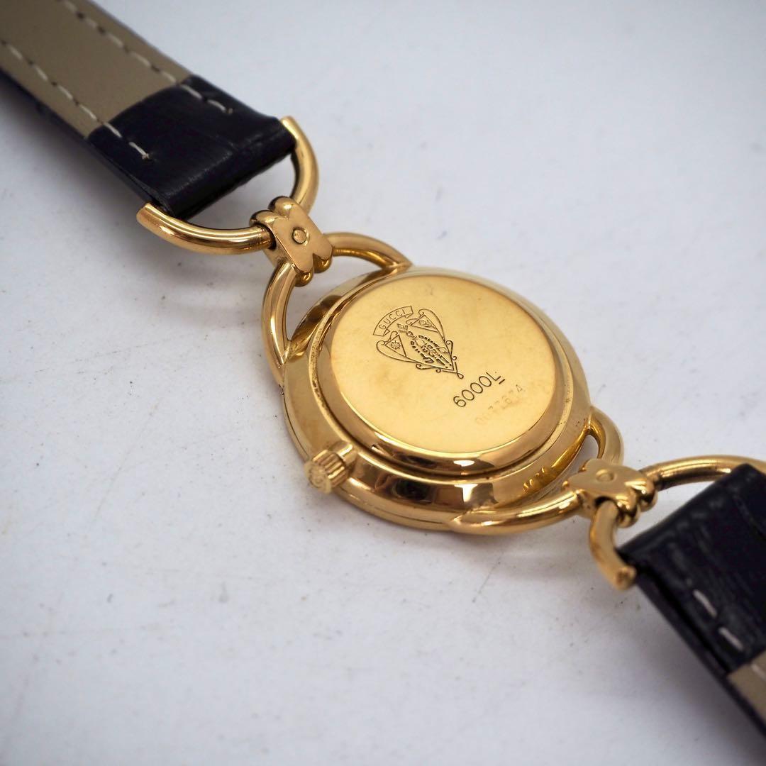 GUCCI 6000L Quartz Watch Wristwatch Gold Black Women's Authentic