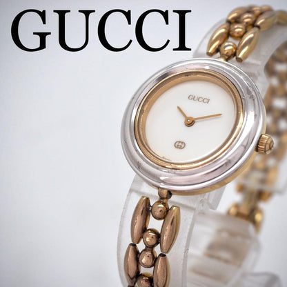 GUCCI Quartz Watch Wristwatch GG Gold White Women's Authentic