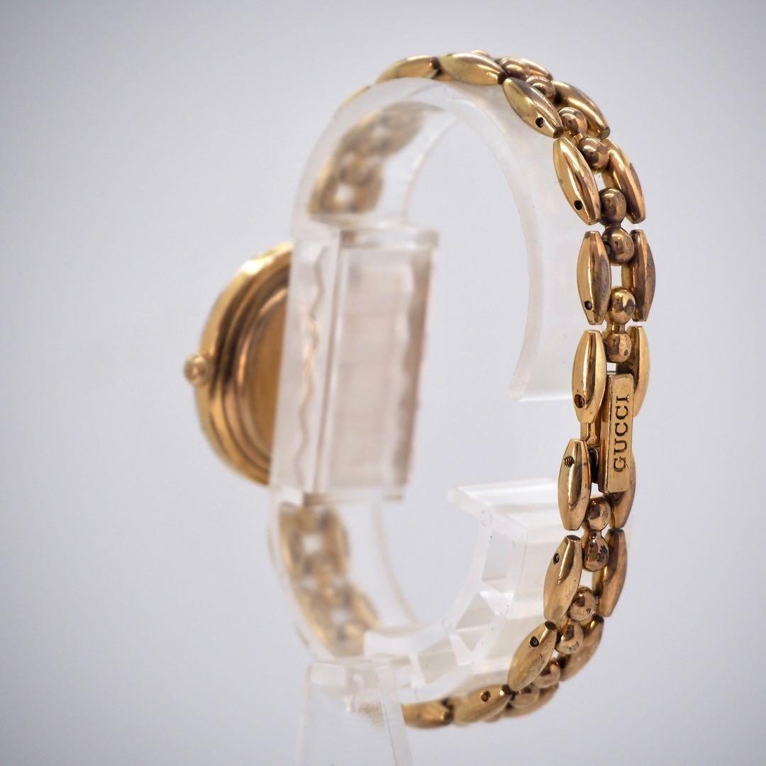 GUCCI Quartz Watch Wristwatch GG Gold White Women's Authentic