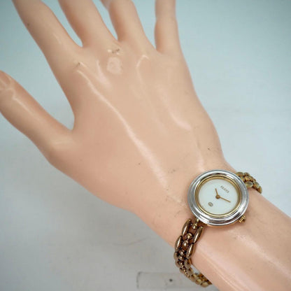 GUCCI Quartz Watch Wristwatch GG Gold White Women's Authentic