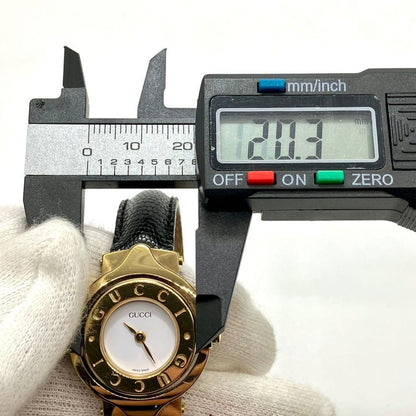 GUCCI 6600L Quartz Watch Wristwatch Gold White Women's Authentic