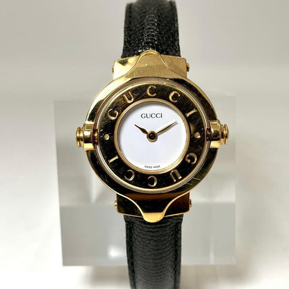 GUCCI 6600L Quartz Watch Wristwatch Gold White Women's Authentic