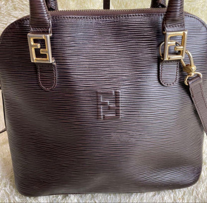 FENDI Hand Shoulder Bag Tote Purse 2way FF Authentic
