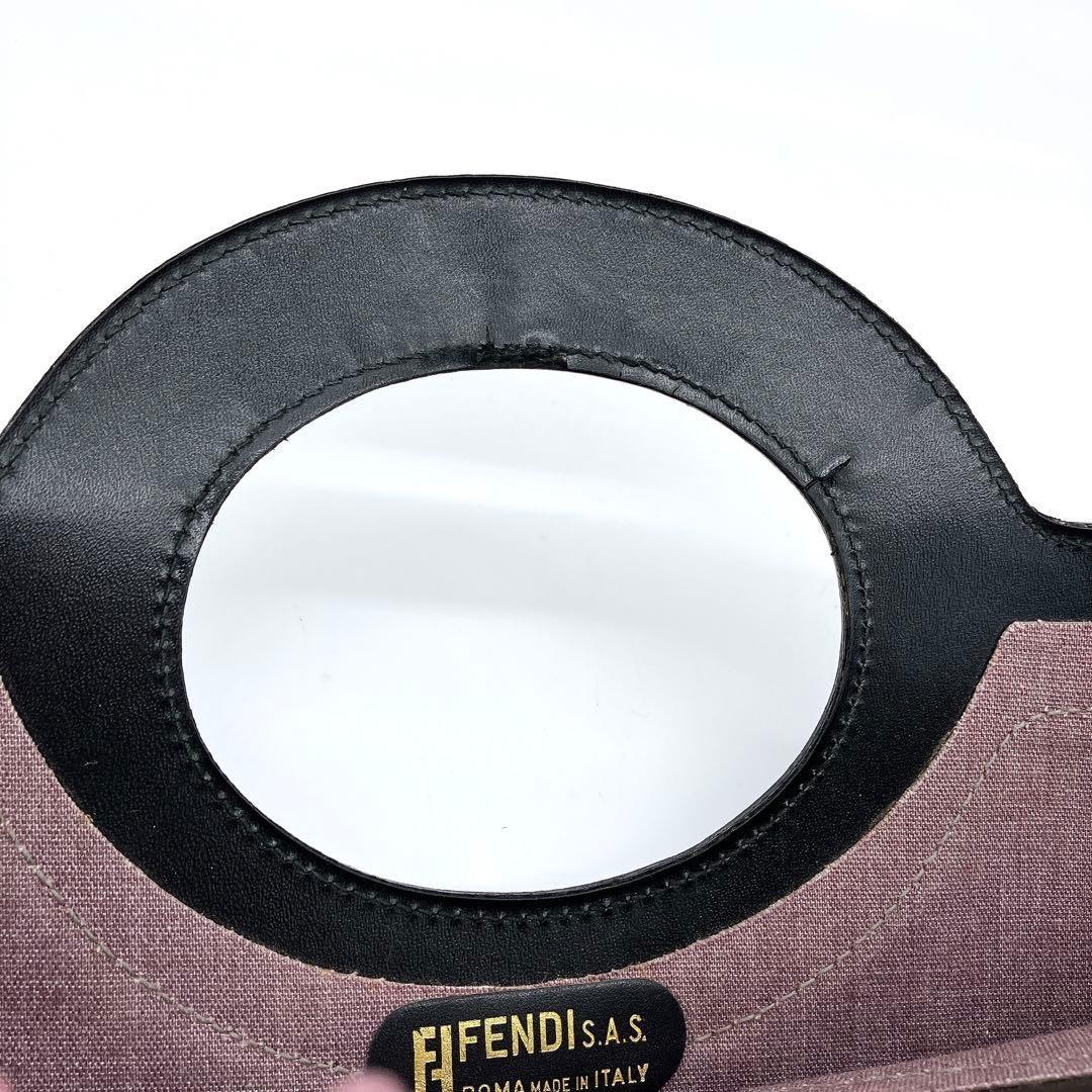 FENDI Hand Bag Tote Purse FF Zucca PVC Leather Brown Black Authentic