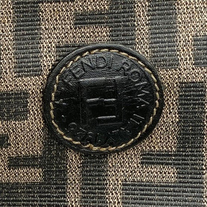 FENDI Hand Bag Tote Purse FF Zucca PVC Leather Brown Black Authentic