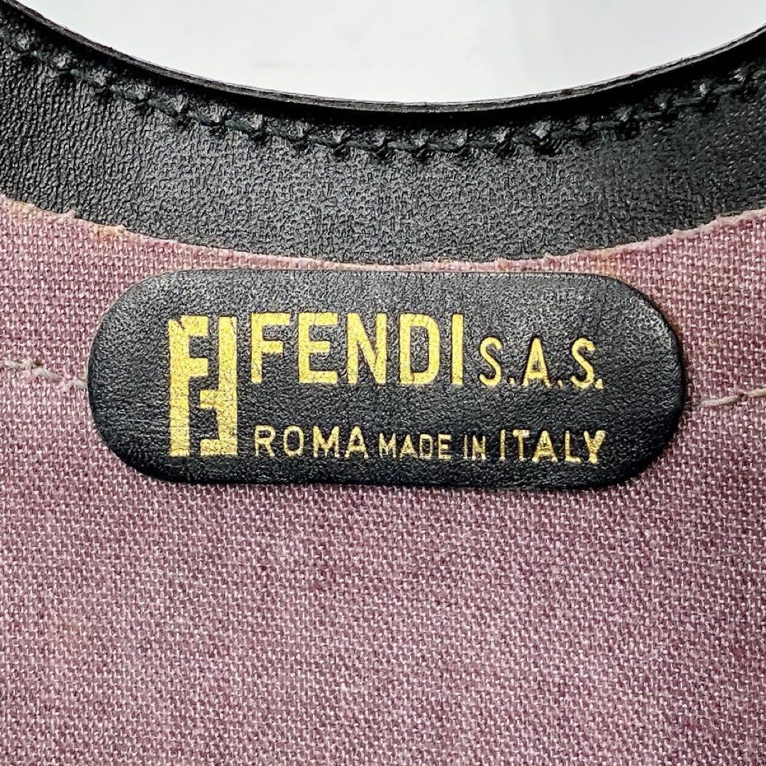 FENDI Hand Bag Tote Purse FF Zucca PVC Leather Brown Black Authentic