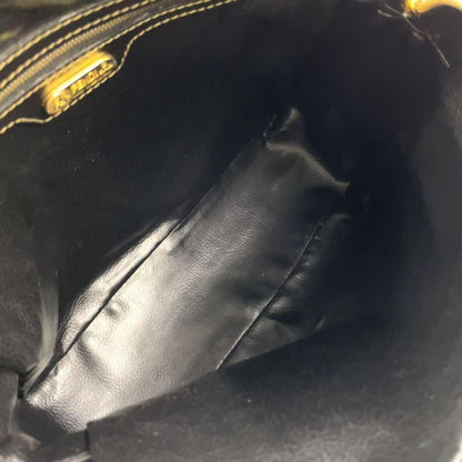 FENDI Shoulder Bag Purse Pecan Leather PVC Black Beige Authentic