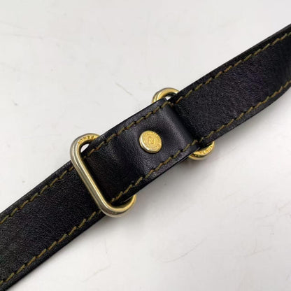 FENDI Shoulder Bag Purse Pecan Leather PVC Black Beige Authentic