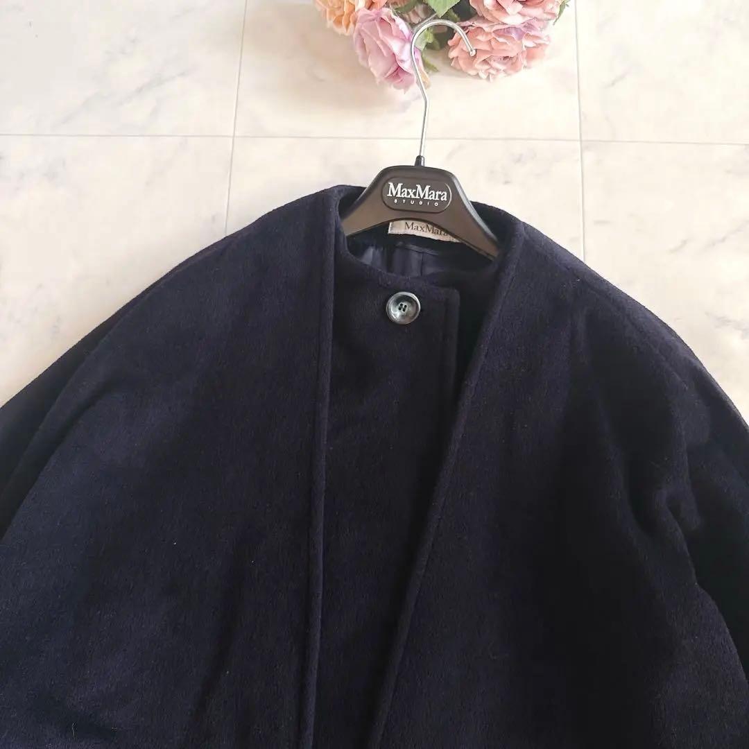 Max Mara Gown Coat Asian fit XL 42 US size L Navy Authentic