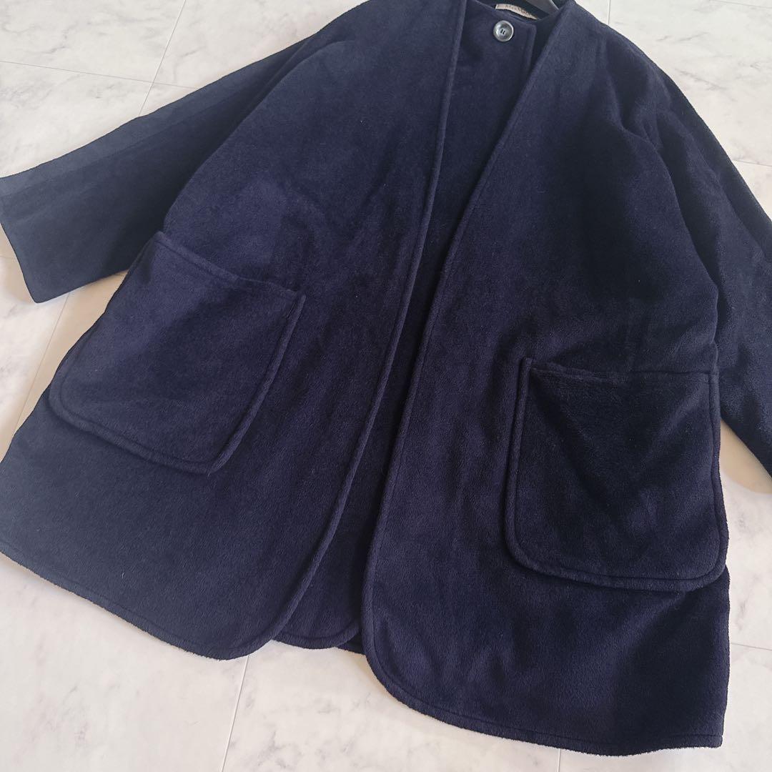 Max Mara Gown Coat Asian fit XL 42 US size L Navy Authentic