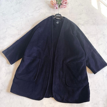 Max Mara Gown Coat Asian fit XL 42 US size L Navy Authentic
