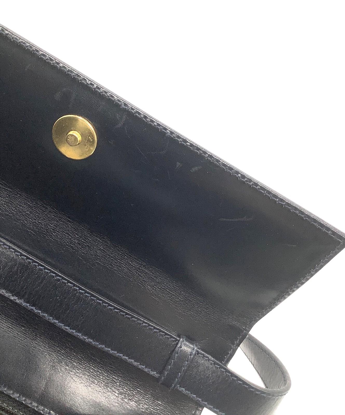 Salvatore Ferragamo Shoulder Bag Purse Leather Navy Black Authentic