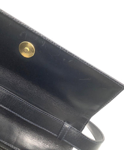 Salvatore Ferragamo Shoulder Bag Purse Leather Navy Black Authentic