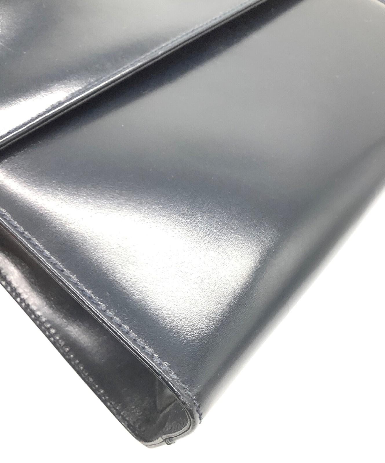 Salvatore Ferragamo Shoulder Bag Purse Leather Navy Black Authentic