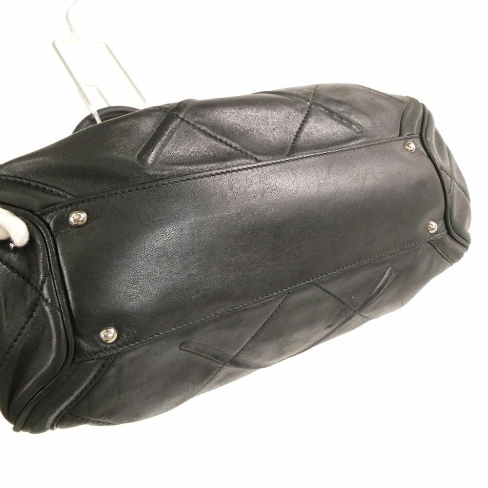 Salvatore Ferragamo Hand Bag Tote Purse Logo Leather Black Authentic