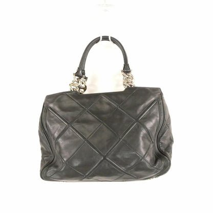 Salvatore Ferragamo Hand Bag Tote Purse Logo Leather Black Authentic