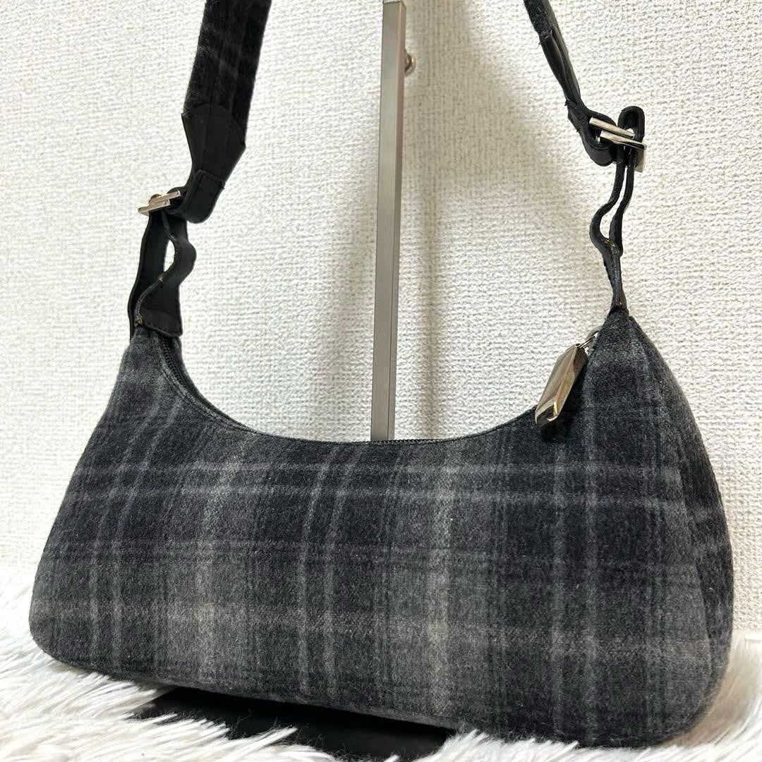 Salvatore Ferragamo Shoulder Bag Purse Wool Gray Authentic