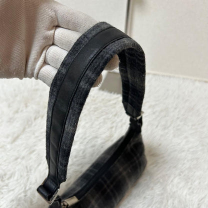 Salvatore Ferragamo Shoulder Bag Purse Wool Gray Authentic