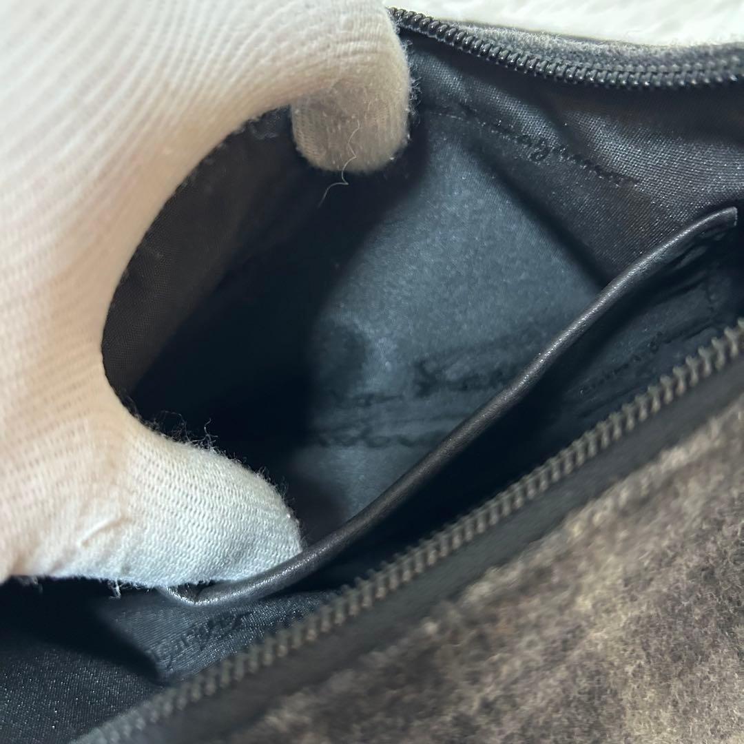 Salvatore Ferragamo Shoulder Bag Purse Wool Gray Authentic