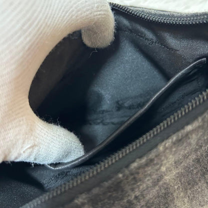 Salvatore Ferragamo Shoulder Bag Purse Wool Gray Authentic