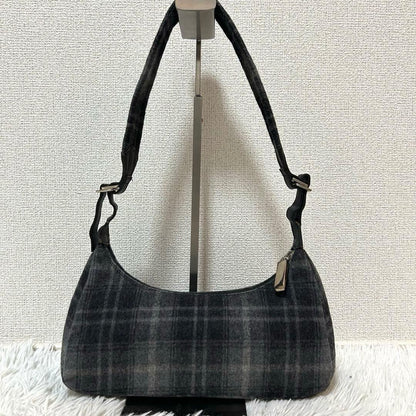 Salvatore Ferragamo Shoulder Bag Purse Wool Gray Authentic