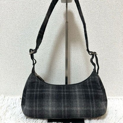 Salvatore Ferragamo Shoulder Bag Purse Wool Gray Authentic